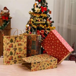 Geschenkpapier, recycelbarer Griff, Partygeschenke, Elch, Schneemann, Kraftpapiertüte, Weihnachten, verschiedene Drucke