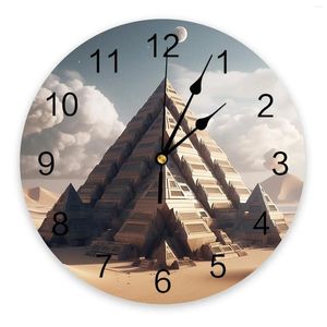 Relógios de parede Egípcio Deserto Nuvens Relógio Grande Cozinha Moderna Dinning Quarto Redondo Silencioso Pendurado Relógio