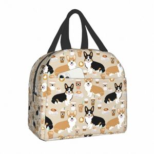 coffee Welsh Corgis Dog Insulated Lunch Tote Bag for Women Resuable Cooler Thermal Bento Box For Kids School Children Lunch Box s7h4#