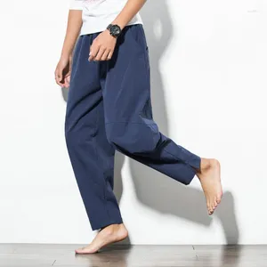 Мужские брюки FGKKS 2024, уличные повседневные свободные штаны со сборками, мужские харены из высококачественного льна, тонкие брендовые брюки большого размера для мужчин