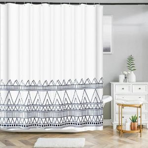 Cortinas de chuveiro série geométrica nórdica cortina de impressão banheiro decoração de casa partição banho de poliéster à prova d'água