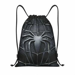 Benutzerdefinierte Spider Web Kordelzug Taschen für Shop Yoga Rucksäcke Männer Frauen Sport Gym Sackpack p93Z #