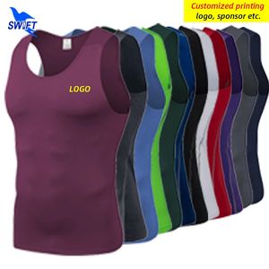 Maglietta da corsa senza maniche a compressione ad asciugatura rapida da uomo, palestra, fitness, canotte, gilet da bodybuilding ad alta elasticità, vestiti estivi Personalizza 240328