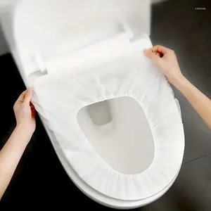 Toalettstol täcker 10 st/set engångsbyggnad bärbar vattentät säkerhet icke-vävd pad resor el badrumstillbehör