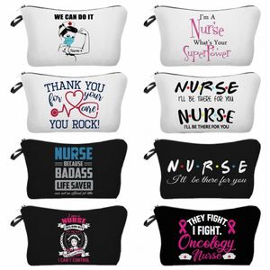 carto Alphabet Print Nurse Cosmetic Bag Hospital Doctor Gift Makeup Bag Travel Mini Toiletry Bag Ladies Purse Organizer Insert A2ED#