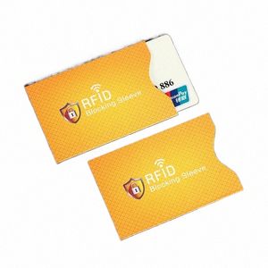 2 pezzi di sicurezza antifurto lettore RFID blocco manica proteggere carte di credito copertura della cassa carta patinata in alluminio ID titolare della carta di credito o6FG #