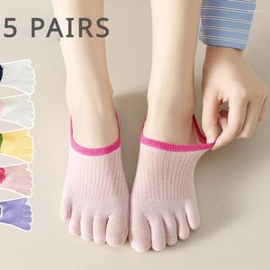 Spor Çorap 5 Çift Kadın Beş Ayrı Parmak İle Show Termeri Yaz Kafato Ayak Parmağı Görünmez Pamuk Yoga