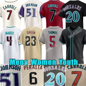 2024 Anpassad 7 Corbin Carroll Zac Gallen Baseball Jersey Ketel Marte Randy Johnson Luis Gonzalez Lourdes Gurriel Jr. Eduardo Rodriguez Alek Thomas Joc Pederson Suarez