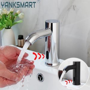 Torneiras de pia do banheiro Yanksmart Chrome Bacia Torneira Automática Sensor de Toque Preto Free Cold Mixer Water Tap