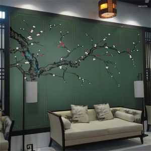 Tapeten Wellyu Benutzerdefinierte großformatige Wandbild 3D-Tapete Nostalgische chinesische Pflaumenblüte Wohnzimmer Schlafzimmer Sofa TV-Hintergrund