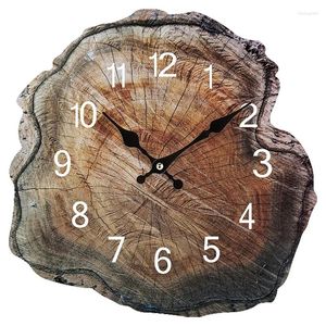 Relógios de parede Relógio de madeira de 12 polegadas Relógio silencioso de grão de madeira antigo Sala de estar Decorações de escritório doméstico
