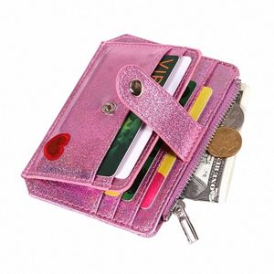 1 PC Women Laser Card Holder Student Card Wallet Mini Slim Sweet Laser Heart Girl Bus ID Card Purse Case Porte Carte J2QE#