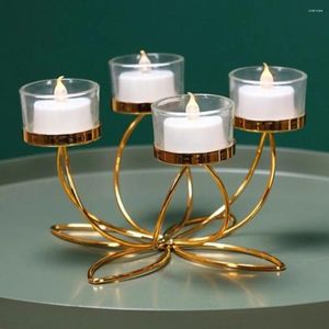 Candle Holders Metal Holder Golden Lotus Candles For Romantic Candlelight Dinner Modern Home Wedding Christmas Table Decoration