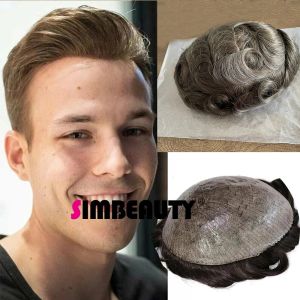 Toupees Toupee Braun Blonde Schwarze Männer natürliche menschliche Hair System Super haltbar Vollhaut PU Toupee Kapillarprothese Haarstückeinheit