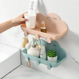 Hooks Creative Bathroom Toilet Free Punching Cloud Rack Wall-mounted Multi-function Seamless Paste Storage