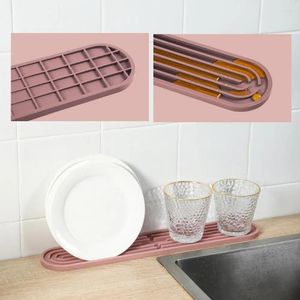 Bordmattor Space-Bavar Silicone Mat Flexibel handfat Drain Drain Anti-Slip Countertop Protection Pad Kitchen Proware Cushion For Dish