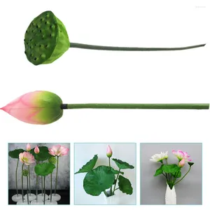 Flores decorativas 1 conjunto de falso lotus seedpod bud artificial buquê de flores cena layout prop