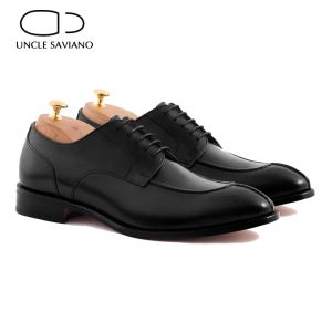 Boots Uncle Saviano Black Derby Style Bridegroom Designer Dress Best Man Shoe Genuine Leather Original Handmade Business Shoes for Men