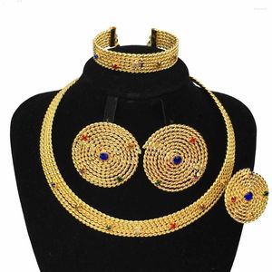 Collana orecchini set moda per le donne africane nigeriane da sposa bigiotteria regalo per feste FHK17063