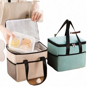 Vattentät bärbar lunchväska Catiic stor värmeinsulati väska ispåse förtjockad stor kapacitet lunchlåda picknick 70GQ#