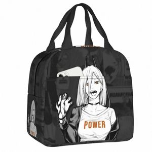 Chainsaw Man Yalıtımlı Öğle Yemeği Tote Bag Gücü Manga Yeniden Kullanılabilir Termal Soğutucu Öğle Kamu Kamera Seyahat Piknik Yemekleri Ctainer Çantalar I5F1#
