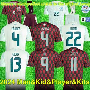 Messico 2024 Copa America 2026 Qualificazioni Raul Chicharito Maglie da calcio Lozano dos Santos 24 25 H.Lozano Men Kids Football Maglie personalizzate Fan Player Versione