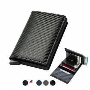 RFID ALUMINIUM MEN PALLET KORTHÅLLARE PURSE CARB Fiber Men Busin Slim Thin Smart Wallet Credit Cardholder Case Note Holder O4pm#