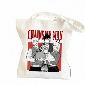 Бензопила Мужская сумка для покупок Аниме Сумки на ремне Повседневная Resuable Eco Street Style Женская сумка для покупок большой емкости Harajuku Сумка d8qz #