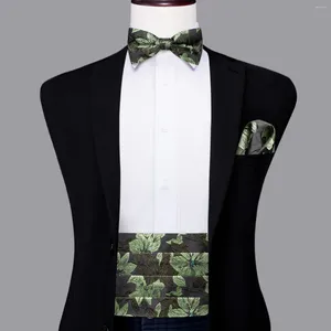 Belts Hi-Tie Luxury Designer Green Cummerbund Bow Tie Set Formal Tuxedo Corset Elastic Belt For Men Wedding Cummerbunds