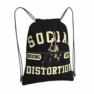 crewmens Swea Social Distort Boxer Glove Logo Creative Good Quality Drawstring Bag Backpack Pouches Men Handbag For Girls String S0KU#