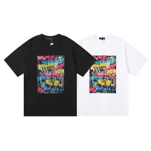 Nische Sommer neue Mode Lila Graffiti Spaß bunt bedruckt reine Baumwolle lässig kurzärmeliges T-Shirt für Männer und Frauen
