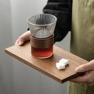 Tea brickor japansk stil handgjorda bricka svart valnöt fast trä snidande kaffe serveringsplatta