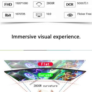 24インチ曲線モニター165Hzゲーマー1920*1080p HDゲーミングLCDモニターPCデスクトップHDMI互換モニター144Hzディスプレイ27インチ