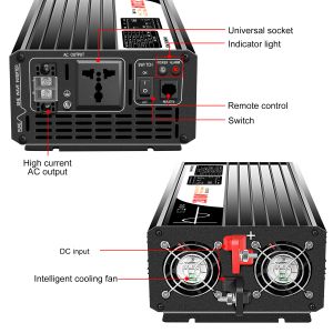 2000W reine Sinus -Wellenleistung Wechselrichter 12V/24 V/48 V DC bis 110 V 220 V AC LCD -Bildschirm