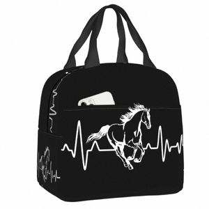 Personalizado Equitação Cavalo Heartbeat Lunch Bag Cooler Lancheiras Isoladas Térmicas para Mulheres Crianças Trabalho Escolar Comida Picnic Tote Bags l7SJ #