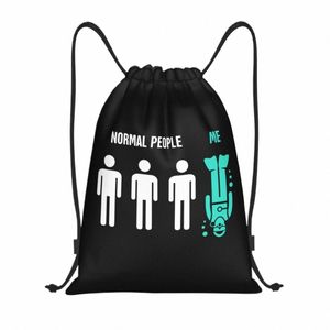 Normal People Me DrawString väskor Män kvinnor Portable Gym Sports Sackpack Funny Scuba Diving Shop ryggsäckar O28M#