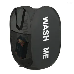 Tvättpåsar Portable Basket Hushållen Dirty Clothy Clothing Mesh Folding Labage Box 36x58cm