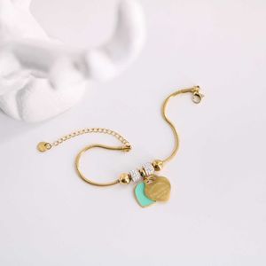 Дизайнерский браслет из титановой стали, классический золотой браслет с синей каплей и масляным принтом, браслет-цепочка из змеиной кости для женщин