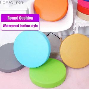 Cushion/Decorative Pillow New synthetic leather round upholstered sofa chair stool seat foam upholstered chair cushion office car household waterproof Y240401