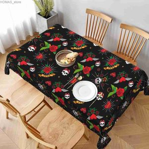 Tovaglia Halloween Skull Love Tovaglia rettangolare Decorazioni per feste riutilizzabili Tovaglia impermeabile Cucina Tavolo da pranzo Decor Y240401