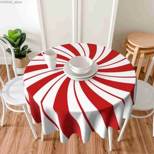 Table Cloth Mint Sugar Double Swirl Candy Traditional Round Tablecloth 60 Inch Reusable Wipeable Waterproof Table Cloth for Party Decoration Y240401