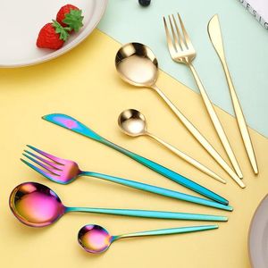 Flatvaruuppsättningar 100set/parti Portugisiska set Western Rostfritt stål Stek Cutlery Knife Fork Spoon Dinner Home Kitchen Cinner Yoeges Partiage