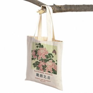 hokusai Ohara Kos Japan Women Shop Bag Двойной принт Абстрактные повседневные сумки-шопперы Lady Canvas Tote Fr Дорожная сумка p2ya #