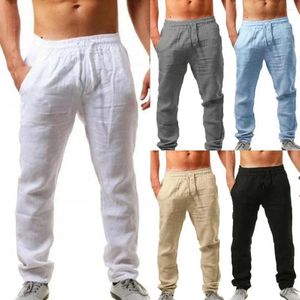 Men's Pants Men Elastic Waist Mid Rise Male Sweatpants Side Pockets Breathable Loose Solid Color Long Streetwear