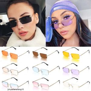Moda retângulo sem aro feminino óculos de sol unisex retro gradiente óculos design luxo sunglasse