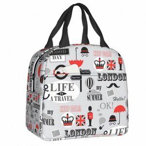 Britânico Ld Pattern Lunch Bag Cooler Isolado Térmico Reino Unido UK Logo Lunch Box para Escola Picnic Food Tote Bags 64t6 #