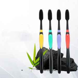 Heads 10 Pieces Packed Soft Bristle Bamboo Charcoal Black Hair UltraFine Beauty Health Toothbrush Dental Couple Suit