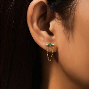 Brincos canner branco/verde zircão franjas piercing s925 prata esterlina versátil estilo europeu americano feminino