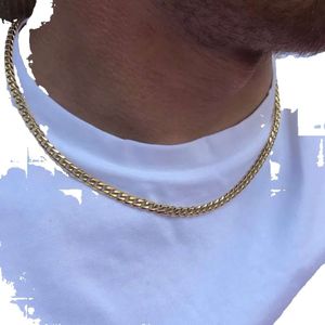 5mm Miami Cuban Link Chain Men Gold Chains Stainless Steel Choker Mens Necklace Hip Hop Jewelry Gift