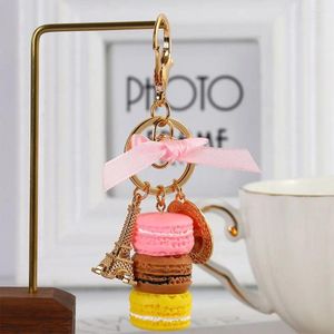 Keychains Fashion Mini Macaron Cake Metal Keyring For Women Bag Hanging Decor Accessories Pendant Key Chain